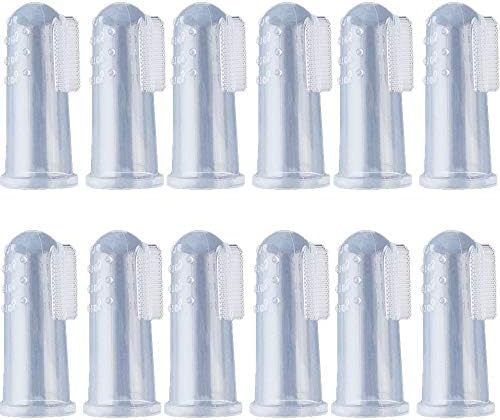 Dog Fingerbrush Toothbrush – Cat & Dog Finger Toothbrush -Set of 12 Oral Care Handle Toothbrushes for All Pets,Transparent,One size fits all