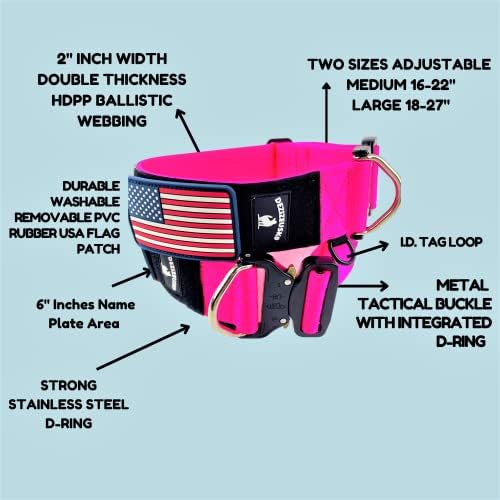 2" Wide Tactical Dog Collar Quick Release Metal Buckle D-Ring M-L-XL Dogs