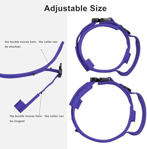 DAGANXI Tactical Dog Collar, Adjustable Military Training Nylon Dog Collar with Control Handle and Heavy Metal Buckle for Medium and Large Dogs, with Patches and Airtags Case (Purple, L)