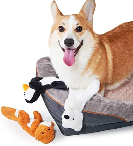 JOYELF Plush Squeaky Toys for Medium and Large Dogs - No Stuffing, Durable Interactive 3 Pack With Squeaky and Crinkle Paper - Penguin, Polar Bear and Otter