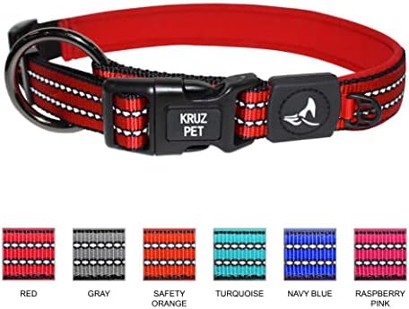 Dog Collar for Large Dogs (Width- 1", Length - 21"-25") | Adjustable Padded Turquoise Dog Collar with Heavy Duty O Ring | Soft Comfortable Fit for Large Dogs | Turquoise, Large
