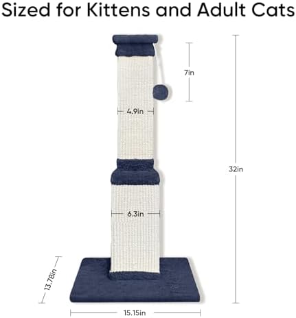 Cat Scratching Post for Indoor Cats, 32Inch Sisal Cat Scratcher