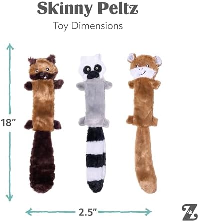 ZippyPaws Skinny Peltz No Stuffing Dog Toy Pack to Keep Them Busy - 18"