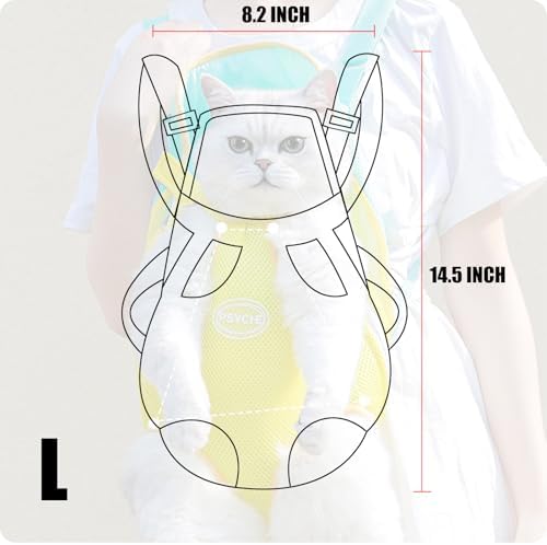 Feya Pet Carrier Backpack, Adjustable Pet Front Cat Carrier Breathable, Easy-Fit for Traveling Hiking for Small Medium Dogs Cats (Yellow and Green Stitching, L-(Recommended Weight 7-10 Catties))