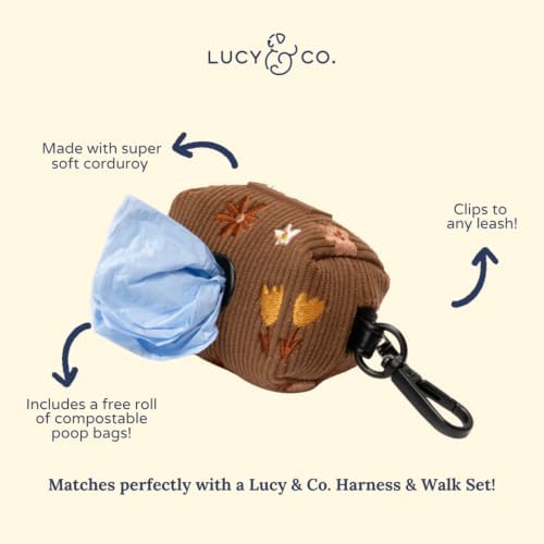 Lucy & Co. Chocolate Meadows Corduroy Poop Bag Holder