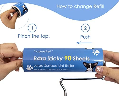 Extra Sticky Large Surface Lint Roller, 6.3'' Giant Lint Roller for Pet Hair, Lint Remover Roller for Cat Hair, Clothes, Furniture, 1 Handle + 270 Sheets, with Dust-Proof Case