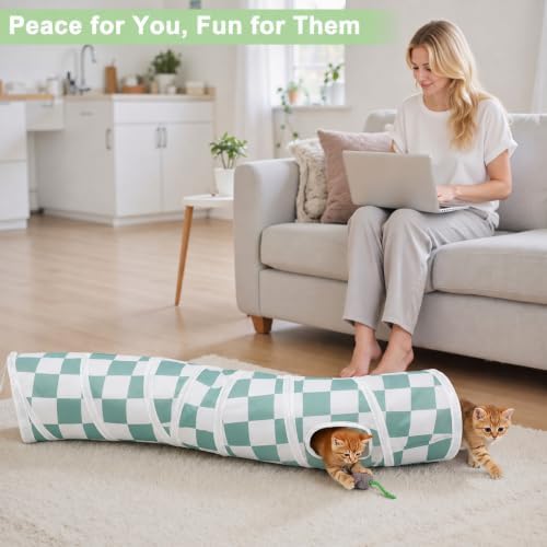 Glittme S-Shape Cat Tunnel, Foldable Cat Tunnels for Indoor Cats