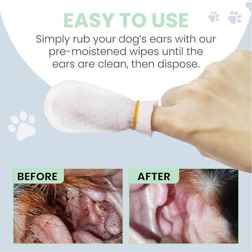 70 Ear Finger Wipes for Dogs - Finger Ear Wipes for Dogs - Dog Ear Cleaner Finger Wipes - Dog Ear Wipes Finger - Dog Ear Wipes Cleaning - Dog Ear Cleaning Pads - Clean Ear Finger Pads for Dogs