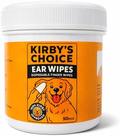 Kirby's Choice Pet Ear Wipes for Dogs & Cats – Ear Cleaning Finger Wipes to Remove Wax, Dirt & Odor, Gentle & Non-Irritating Pet Ear Cleaner, 50 Count