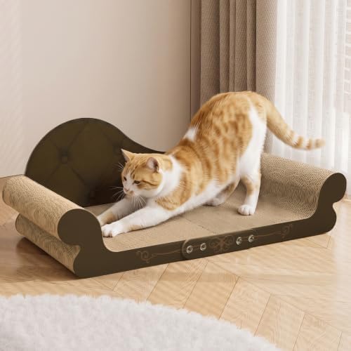 DWCN 26" Large Cat Scratcher Bed, Durable Cardboard Cat Couch Scratching Board, Long-Lasting Scratch Lounge for Indoor Cats, Furniture Protector