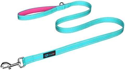 PHOEPET 5 Feet Dog Leash with Comfortable Padded Handle Easy Snap Clasp