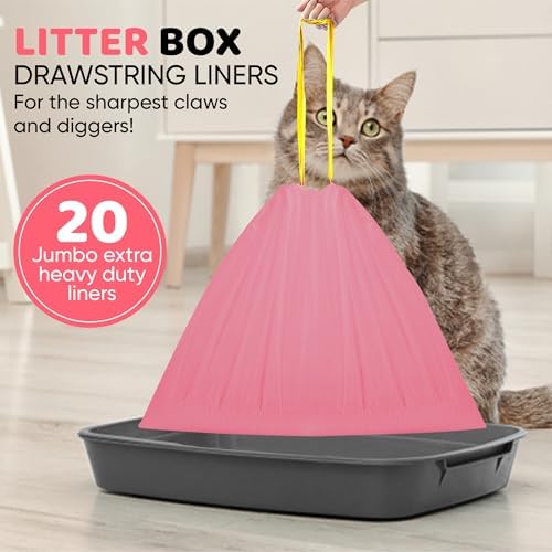 EZ Pick Up Dog & Cat Pet Waste Clean Up Bags Litter Liners (Pink, 36"x18")