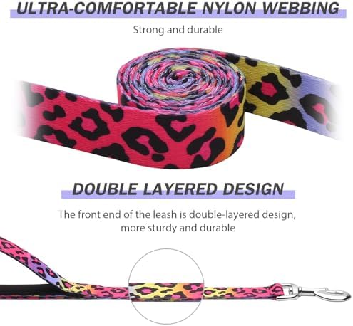 Hikiko 6FT Dog Leash Padded Double Handle with Designed Pattern