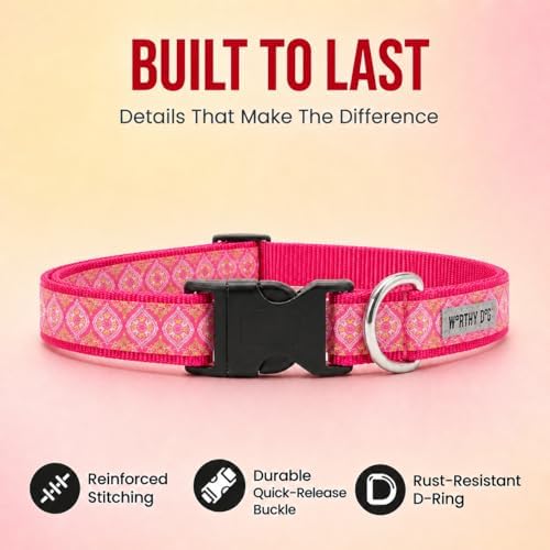 THE WORTHY DOG Summer Print, Adjustable Dog Collar, Small Dogs, Medallion
