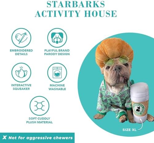 Haute Diggity Dog Starbarks Coffee Cup Plush Dog Toy, Drink Parody Chew Toy