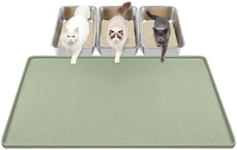 Lorvain Cat Litter Mats,45"x30" Extra Large Silicone Cat Mat for Litter Box