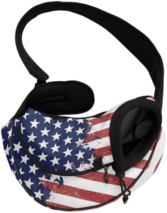 COEQINE American Flag Dog Sling Bag Crossbody Dogs Carrier Bag for Smal
