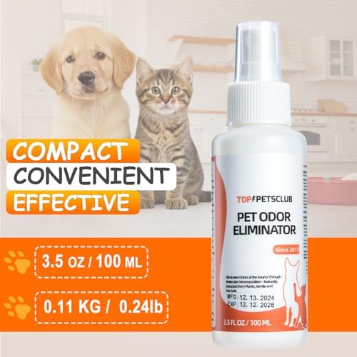 Pet Odor Eliminator for Home and Strong Smells, Plant Based Formula Dog & Cat Urine Odor Eliminator Spray,Pet Stain and Odor Remover for Carpet -3.5 OZ Odorless