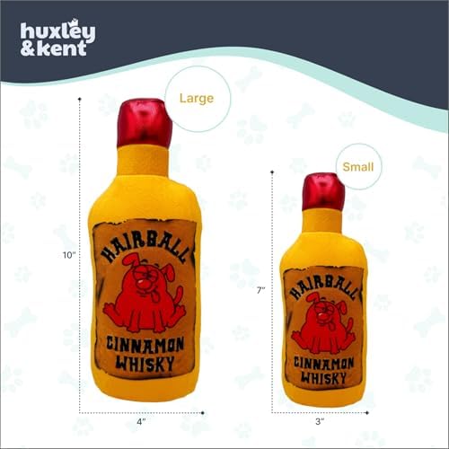 Huxley & Kent Power Plush Squeaky Dog Toy, Hairball Cinnamon Whisky, Lg