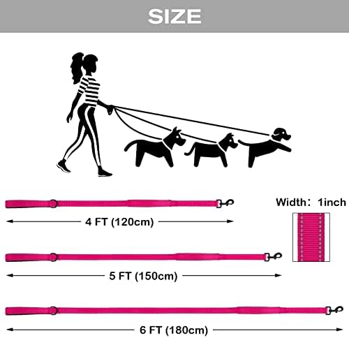 Joytale Dog Leash for Large Dogs that Pull, Double Handle, 5FT, Hot Pink