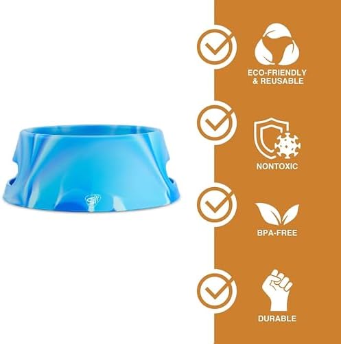 Silipint: Aqua-Fur Silicone Dog Bowl: Arctic Sky - 18oz Colapsible/Foldable, Lightweight, Feed & Water Dish, Pet Travel Pack of 1