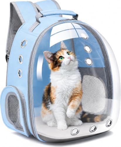 Bubble Backpack Pet Carrier for Cats & Small Dogs up to 17 lbs – Ventilated Clear Capsule Backpack with Mesh Panels, Lightweight Travel Backpack for Walking, Hiking & Airline Carry-On