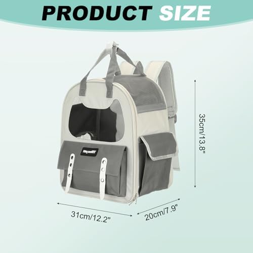 Cat Pet Backpack Carrier Gray 12"x8"x14" Travel Bag