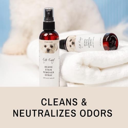 Eye Envy Beard Stain Remover Spray for Dogs/Cats. Natural, Safe. Remove Stains from Drooling, Saliva, Food, Runoff from Tearing. Removes Odors. Keeps Dog Beards Clean. 8oz