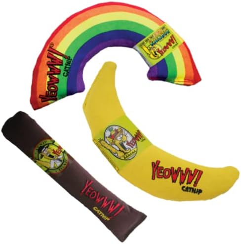 Yeowww! Catnip Toy Variety Pack ? Cigar & Banana & Rainbow ? Made in USA