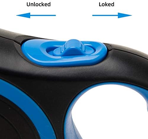 PINA Retractable Dog Leash, 16ft Dog Leash for Small Medium Dogs Up to 44lbs, 360° Tangle-Free Strong Reflective Nylon Tape, with Anti-Slip Handle, One-Handed Brake, Lock - Black Blue