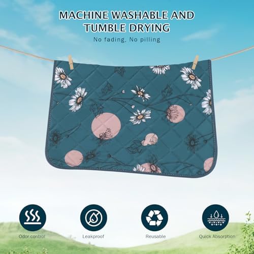 IEUUMLER Washable Pee Pads for Dogs, 2 Pack Non-Slip & Waterproof Pack Whelping Pad, Reusable Washable Puppy Potty Training Pad with Fast Absorbent for Playpen EU007 (Navy Blue Daisy, 36"X24"-2pcs)