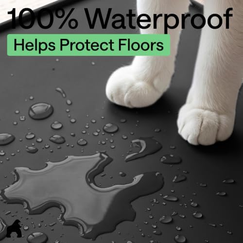 GORILLA GRIP Cat Litter Box Mat, Easy Clean Silicone Mats, 35x23 Black