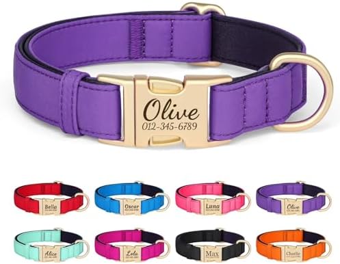 PET ARTIST Colorful Personalized Dog Collars, Breathable Soft, Purple,M