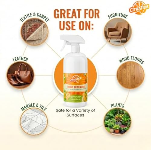Urine Deterrent Spray for Dogs & Cats – Heavy Duty Plant-Based Formula Prevents Marking on Floors, Furniture & Carpets – Natural Citrus & Cedarwood Scent – Safe for Pets & Home – 32 fl oz