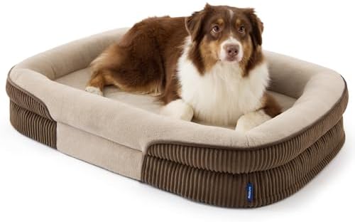 Bedsure LPlus 360°Oval Bolster Orthopedic Dog Beds Large Sized Dog,38" Brown