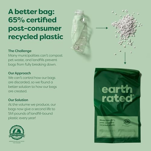 Earth Rated Dog Poop Bags, Thick Grab and Go Single Roll, Ideal for Backyard Pickups, Lavender Scented, 900 Count (3 x 300 count)