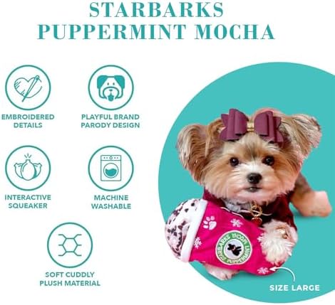 Haute Diggity Dog Starbarks Puppermint Mocha Plush Dog Toy Drink Parody Toy