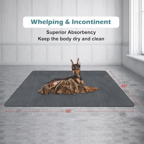 INVENHO Washable Pee Pads for Dogs 60"x48" Reusable Dog Pads Large Upgrade Non-Slip Dog Pee Pads Heavy Absorbency Puppy Pee Pads Quick Dry Whelping Pads/Waterproof Puppy Training Pad