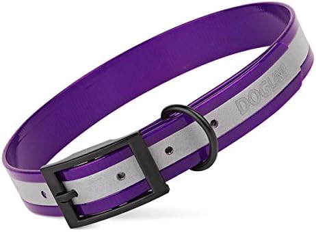 Dogline Biothane Translucent Reflective Waterproof Dog Collar Strong Coated Nylon Webbing with Black Hardware Odor- Proof for Easy Care Clean Fits Small Medium or Large Dogs - Purple 1" W x 18"-22" L