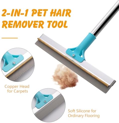 ondware 2-in-1 Carpet Rake for Pet Hair, 54" Adjustable Handle