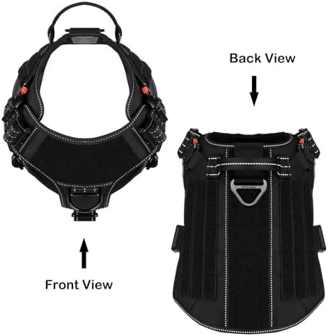 ICEFANG Tactical Dog Harness,for X-Large Dogs,Reflective No Pull Dog Vest