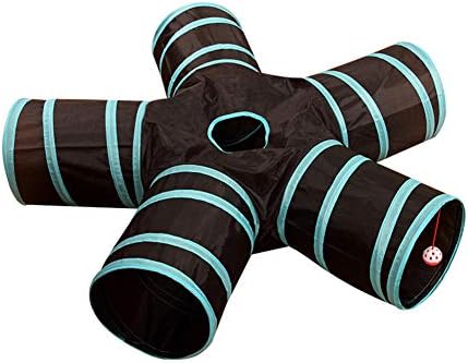 Cat Tunnels Crinkle Play Toys Collapsible Tube with Ball Maze Cat House Pet Interactive for Cat Puppy Kitten Rabbit 5-Way Tunnel