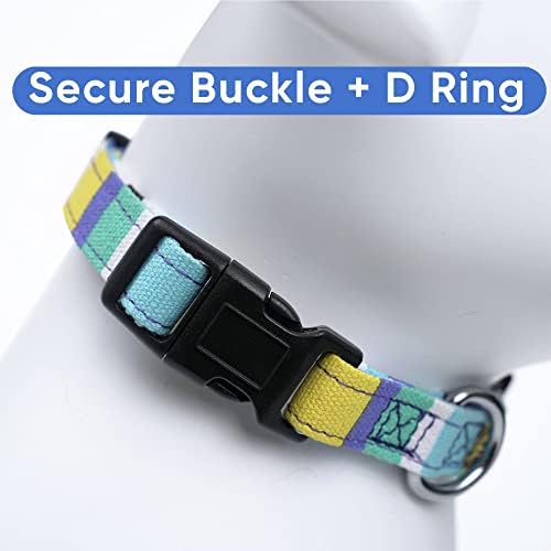 Pawtitas Pet Soft Adjustable Solid Color Puppy Collar Dog Multicolor Personalized Customizable Embroidered Customize w Name & Phone Number Teal Blue Yellow Extra Small Customized X-Small (Pack of 1)
