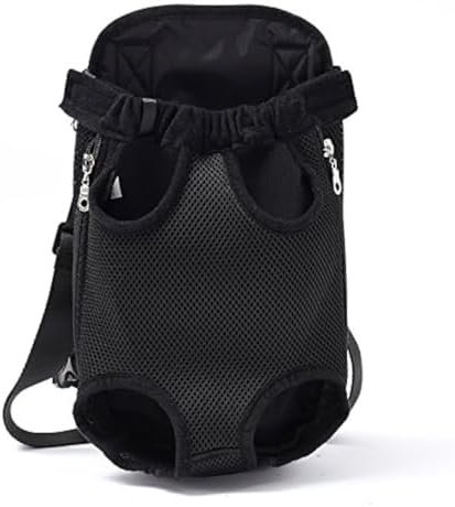 Dog Kangaroo Pouch Front Pet Backpack Carrier, Wide Straps Shoulder Pads, Adjustable Legs Out Pet Backpack Carrier Walking, Travel, Hiking, Camping (L, Black)