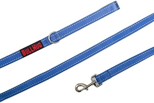 BULLHUG 6 FT Bulldog Leash with Padded Handle. Perfect for Bulldogs, French Bulldogs, Pugs & All Breeds. Leashes for Walking, Training Lead for Bulldogs (Reflective Stitching, Royal Blue)