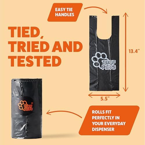 Tuff Pets Dog Poop Bags Rolls with Handles, Extra Thick Poop Bags for Dogs