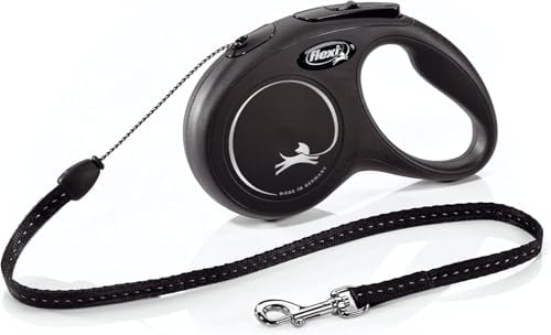 FLEXI® Classic Cord Retractable Dog Leash, Black, Small - 16 Feet (Cord) (Pack of 12)