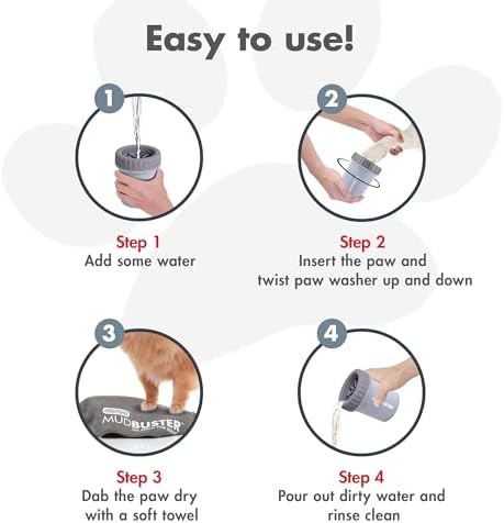 Dexas MudBuster Portable Dog Paw Cleaner, Premium Quality Large Gray Pet Accessory