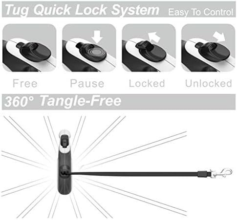 TUG Tiny Retractable Dog Leash, 10 ft (Extra Small, White)