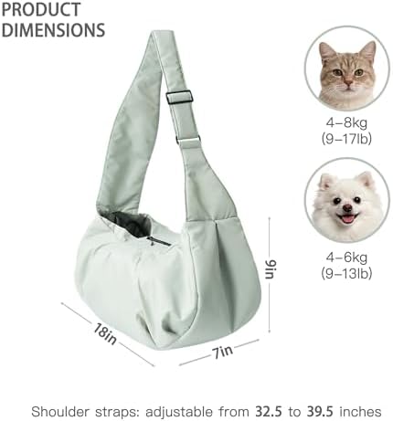 Dog Carrier Sling, Puppy Carrying Backpack Pet Purse with Storage Pockets, Multiple Safety Features Dogs and Cats Harness, Adjustable Shoulder Strap, Suitable for Under 17 lbs (Gray)